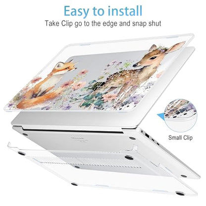 Mektron Case for 13.8" Microsoft Surface Laptop 8/7 (2026/2024) Surface Laptop 13.8 Inch Cover Fits Model 2036, Keyboard Cover +Screen Protector +Dust Plugs, Fox and Deer - color: Fox and Deer