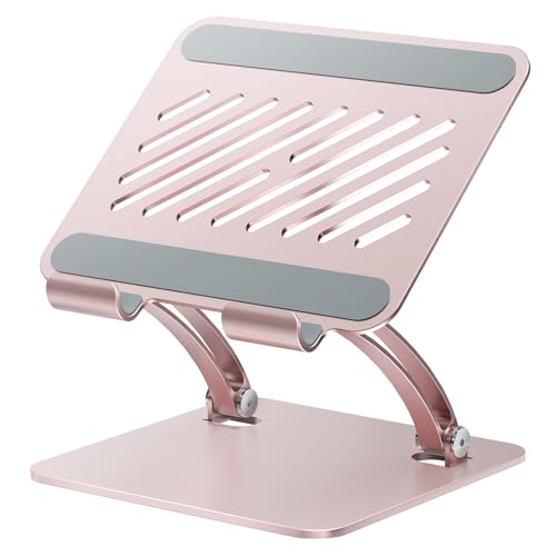 tounee Tablet Holder Stand, Dual Rod Adjustable Aluminum Desktop Stand, Compatible with 4.7-16.9" iPads, Surface Tablets, Portable Monitor, Kindle and More (Rose Gold) - color: Rose Gold