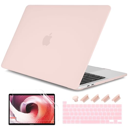 for MacBook Pro 13 inch Case 2023 2022 2021 2020 Release Model: A2338 M2/M1 A2289 A2251 with Touch Bar & Touch ID, Frosted Matte Plastic Hard Shell Case & Keyboard Cover, Chalk Pink - color: Chalk Pink
