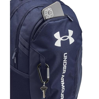 Under Armour Unisex-Adult Hustle 6.0 Backpack, (411) Midnight Navy/Midnight Navy/Metallic Silver, One Size Fits Most - color: (411) Midnight Navy / Midnight Navy / Metallic Silver, size: One Size