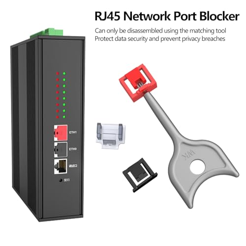 100Pcs RJ45 Port Lock with 5 Keys, Locking Port/Dust Blocker,RJ45 Dust Cover Cap Female Plugs Protector,Compatible Devices (Transparent) - color: Transparent, size: 100+5