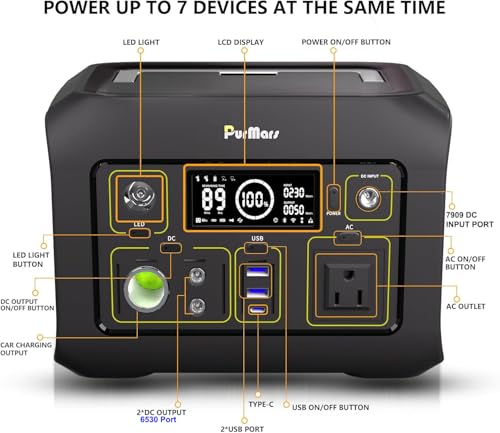 300W Portable Power Station (Peak 500W),LiFePO4 Solar Generator | 288Wh (90,000mAh)Portable Power Bank,110V Pure Sine Wave AC Outlet,Lifepo4 Battery,RV,Outdoor Camping,Traveling,Emergencies