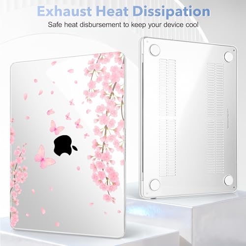May Chen for MacBook Air 15 inch Case M5 M4 M3 M2 2026 2024-2023, Model A3448 A3241 A3114 A2941, Closes Seamlessly Hard Shell Laptop Cover with Keyboard Cover, Cherry Blossom - color: Cherry blossom