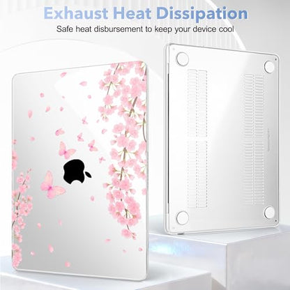 May Chen for MacBook Air 15 inch Case M5 M4 M3 M2 2026 2024-2023, Model A3448 A3241 A3114 A2941, Closes Seamlessly Hard Shell Laptop Cover with Keyboard Cover, Cherry Blossom - color: Cherry blossom
