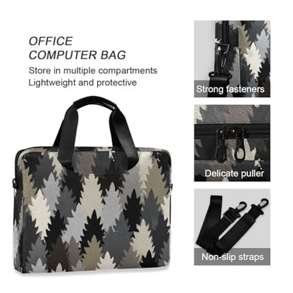 Laptop Zipper Case Portable Crossbody Messenger with Handle and Shoulder Strap 15.6 inch Tablet Briefcase Carrying Bag Abstract Pattern Gray