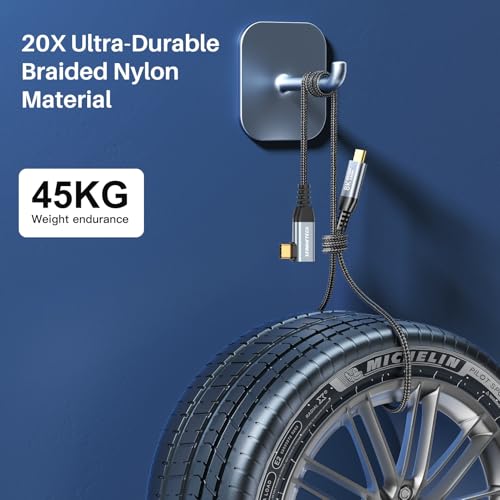 ZeroneTeck USB 4 for Thunderbolt 4 Cable, [Durable] 8K@60Hz/4K@144Hz USB C Monitor Display Cable, 40Gbps High Speed Data Transfer Right Angle, 240W Charing for iPhone 17,MacBook,iPad,SSD,HP,KYY - 6FT - size: 6FT, style: Right Angle
