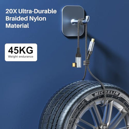 ZeroneTeck USB 4 for Thunderbolt 4 Cable, [Durable] 8K@60Hz/4K@144Hz USB C Monitor Display Cable, 40Gbps High Speed Data Transfer Right Angle, 240W Charing for iPhone 17,MacBook,iPad,SSD,HP,KYY - 6FT - size: 6FT, style: Right Angle