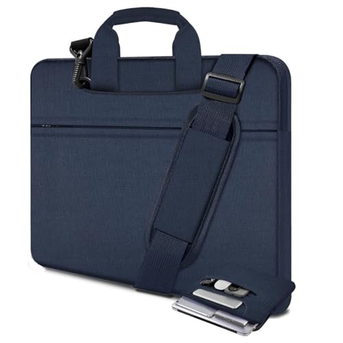 Laptop Case 15.6 inch Shoulder Bag, Durable Shockproof Protective Computer Carrying Briefcase with Multi-Pockets and Strap Compatible with Most 15.6 inch Notebooks,Dark blue - color: Dark Blue, size: 15.6"