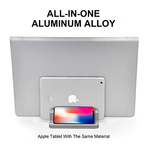 Vertical Laptop Stand [2021 ver.],ULBRE Double Adjustable 4 Slot Desktop MacBook Stand Holder Dock Compatible with All MacBook Chromebook Surface Dell iPad Pro Up to 17.5 Inches (Gray)