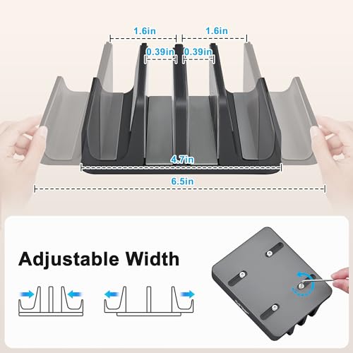 JARLINK 4-in-1 Adjustable Vertical Laptop Stand, Aluminum Holder, Black | Space-Saving Aluminum Laptop Holder, Compatible with All MacBook, Surface, Chromebook, Phone, and Gaming Laptops. - color: Black