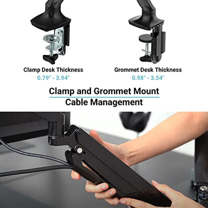 Progressive Desk Single Gas Spring Monitor Stand - Fits 17"-30" Monitors - ±180 Monitor Rotation - Arm Holds Up to 20 lbs - style: Single 17"-30"