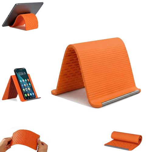 FAGOBYX Portable Flexible Silicone Aluminum Phone Holder,Bendable Foldable Design,Silicone Phone Stand with Aluminum,Flexible Foldable Phone Holder for Tablet Laptop Desk Travel Non-Slip(1-Pack)