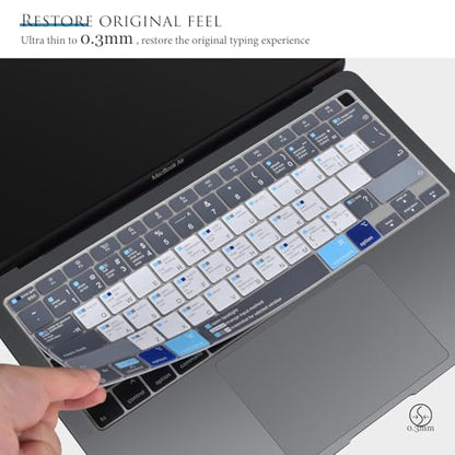 Keyboard Cover for MacBook Air 13 inch 2020 A2337 M1 A2179 with Touch ID Magic Keyboard,MacBook Air 13 Keyboard Skin with Mac OS X Shortcut Hot Keys-Mac OS X Shortcut-Bule&White - size: MacBook Air 13" A2179/A2337(2020+)