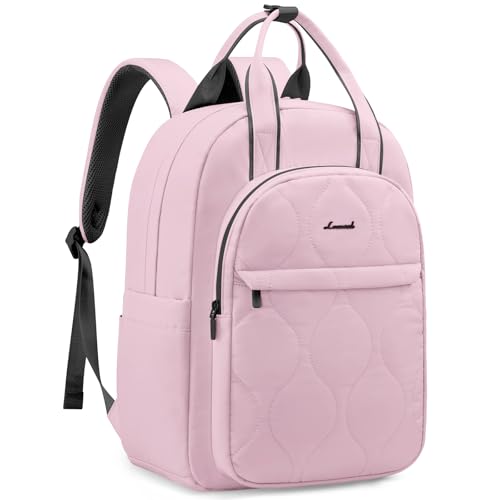 LOVEVOOK Laptop Backpack for Women, College Travel Backpack Puffer Womens Backpack for 17.3 Inch Laptop, Computer Water-Resistant Quilted Casual Daypack, Pink - color: Pink(puffer), size: 17.3 Inch