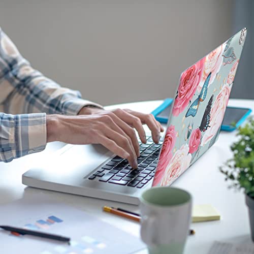 Laptop Skin Sticker,13.3 14 15 15.4 15.6 inch Laptop Skins,Universal Vinyl Decal,Dustproof Scratch Resistant Reusable Cover Protector with Free 2 Wrist Pads (Butterfly 4) - color: Butterfly 4