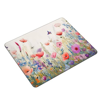 Pink Floral Rose Flowers Plants Gaming Computer Keyboard Cute Mouse Pad with Anti-fray Stitching, Premium-Textured Alfombrilla para Mouse with Non-Slip Rubber Base, 10 x 12 inch - color: Pink Floral Rose Flowers Plants