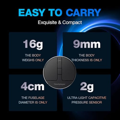 Stylish Mini Round Mouse with Pressure Sensing Reel, Ultra Portable Wireless Mouse Connectivity: Wired, 2.4G and Dual Bluetooth, Rubber Case Included (BT1/BT2-Black) - style: BT1/BT2-Black