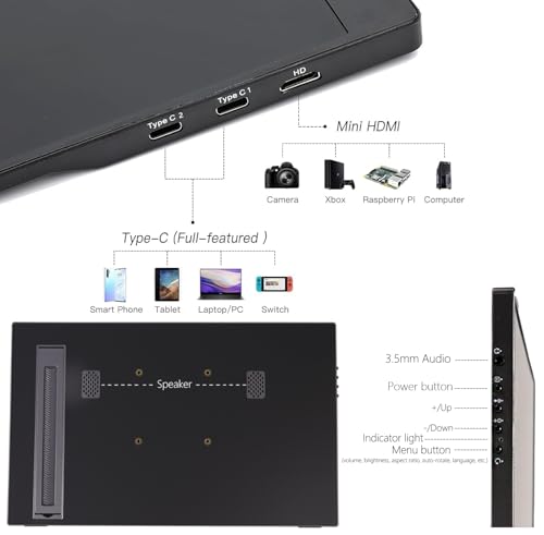 14" Portable Touchscreen Travel Monitor 1920 * 1200P IPS/HDR Laptop Screen Extender for Gaming and Computer Display, Compatible with Laptop PC Phone PS4/PS5 Switch - size: 14"