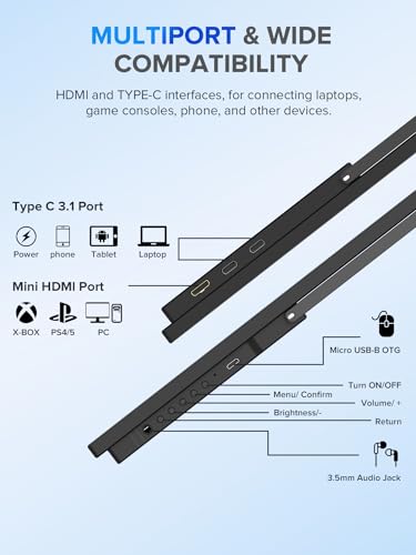 UPERFECT Touchscreen Portable Monitor, 22" 2K QLED Gaming Monitor | 2560×1440 100% DCI-P3, HDR, FreeSync, VESA, 180° Adjustable Stand, USB-C & HDMI Touch Display for Laptop, PC & Gaming - size: 22