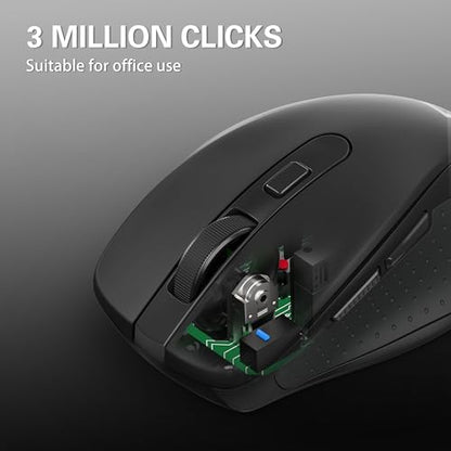 Redragon Wireless Mouse for Laptop, 2.4G Optical Computer Mouse 5-Level 4000DPI, Office Cordless USB Mice, 6 Buttons, 18 Months Battery, Portable for PC, Chromebook, Wins, Mac, Small to Medium Hand