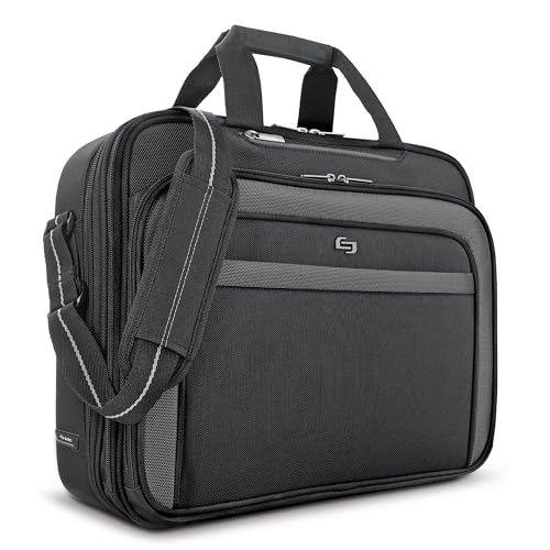 Solo New York Briefcase - Laptop Carrying Bag for Women & Men, Brief for Travel & Work, Front Zippered Pocket, Adjustable Shoulder Strap, Fits 17.3" Computer - Empire, Black