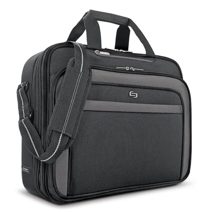 Solo New York Briefcase - Laptop Carrying Bag for Women & Men, Brief for Travel & Work, Front Zippered Pocket, Adjustable Shoulder Strap, Fits 17.3" Computer - Empire, Black