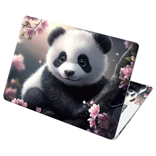 Universal Laptop Skin Sticker with 2 Wrist Pad Decals, 3-Piece Removable Vinyl Laptop Cover, Panda Sakura Waterproof Anti-Scratch, Easy-Trim Fit for 13.3" 14" 15.6" Laptops - color: Panda Sakura