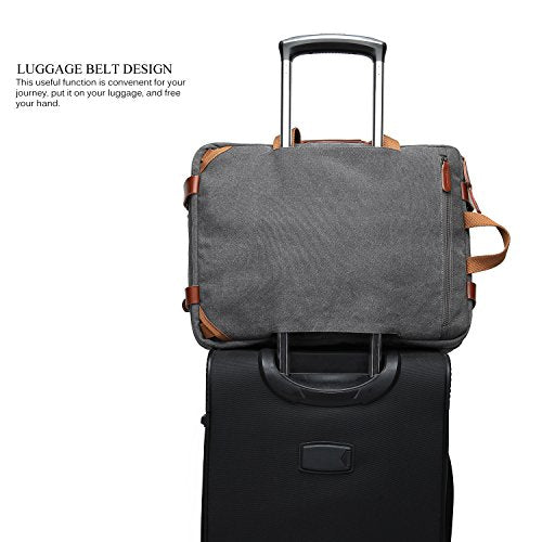 CoolBELL Convertible Backpack Messenger Shoulder bag Laptop Case Handbag Business Briefcase Multi-functional Travel Rucksack Fits 15.6 Inch Laptop For Men/Women (Cancas Dark Grey) - color: Dark Grey, size: 15.6 Inches