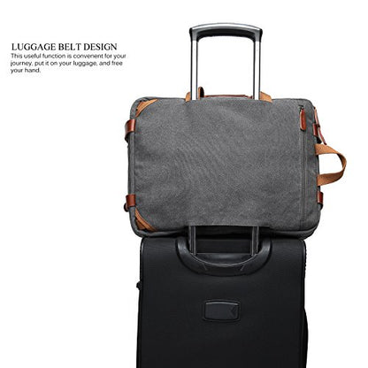 CoolBELL Convertible Backpack Messenger Shoulder bag Laptop Case Handbag Business Briefcase Multi-functional Travel Rucksack Fits 15.6 Inch Laptop For Men/Women (Cancas Dark Grey) - color: Dark Grey, size: 15.6 Inches