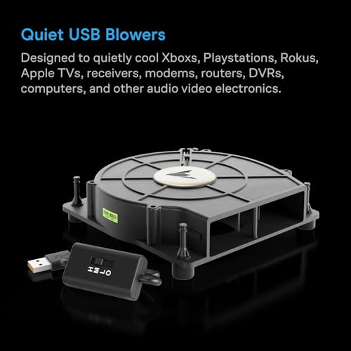 AC Infinity MULTIFAN S2, Quiet 120mm USB Blower Fan with Speed Control, UL-Certified for Receiver DVR Xbox Modem AV Cabinet Cooling - size: S2