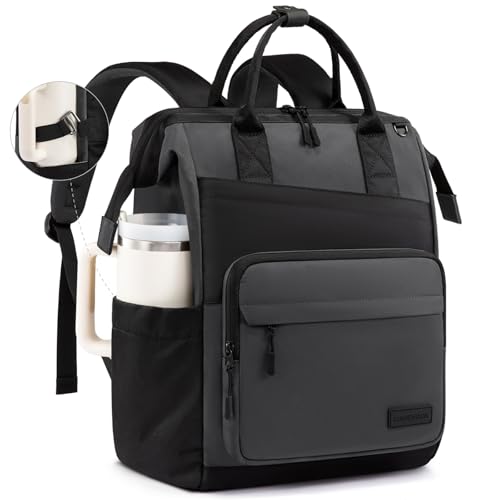 LOVEVOOK Laptop Backpack for Women, 15.6 Inch Travel Backpack for Work College Business, Water Resistant Teacher Nurse Bag with Large Capacity, School Bookbag Bags Cute Daypack for Woman Girls - color: Black-graphite, size: 15.6 inch