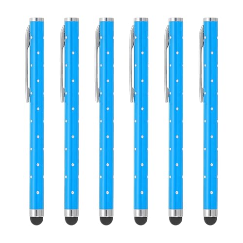 PATIKIL Stylus Pens for Touch Screens, 6 Pcs High Precision Universal Bling Stylus Crystal Metal Capacitive Pen for Touch Screen Devices Phone Tablets Laptop, Blue - color: Blue