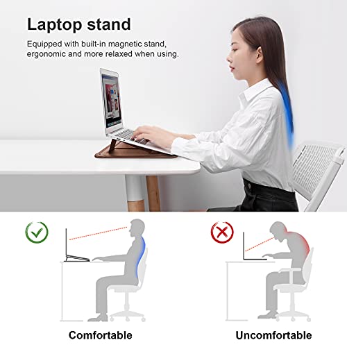 Nillkin Laptop Sleeve 13 inch (3-in-1), MacBook Sleeve with Adjustable Stand & Mouse Pad, 2 Stand Modes, 13 inch Laptop Case, Slim MacBook Accessories for Samsung/Surface/Chromebook/HP 12-14'', Brown - color: Brown
