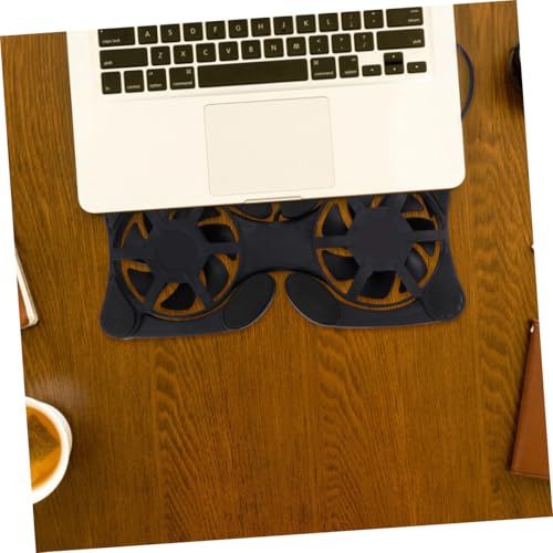 KALLORY Portable Foldable Laptop Cooler Cooling Pad with Dual Fans for Notebooks, Compact Dark USB Computer Cooler Stand for Travel and Home Use