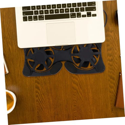 KALLORY Portable Foldable Laptop Cooler Cooling Pad with Dual Fans for Notebooks, Compact Dark USB Computer Cooler Stand for Travel and Home Use