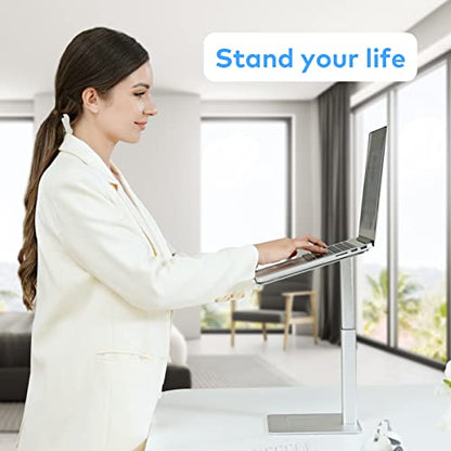 Laptop Stand for Desk, Ergonomic Aluminum Laptop Stand Adjustable Height from 7-15", Sitting and Standing Laptop Riser for 10-17" Notebook - color: Silver