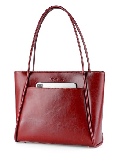 Blofinche Genuine Leather Briefcase for Women, Structured Professional Laptop Work Tote | Water-Resistant, Fit 13.3" Laptop - color: Wine
