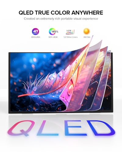 UPERFECT Portable Monitor 4K 60Hz 18.5", 145% sRGB QLED Laptop Monitor, 400 Nits Ultra-Slim Monitor, USB-C & HDMI, VESA & Case, Travel Second Screen for Laptop, Computer, Mini PC, Game Consoles - size: 18.5