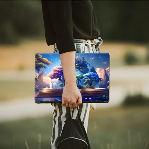 Laptop Skin Sticker Decal, Universal Protective Cover Fit 12 13 14 15.6 Inch Notebook, Reusable Water-Resistant Vinyl Decal w/ 2 Wrist Pads for Business Travel Office, Forest of Books - color: Forest of Books