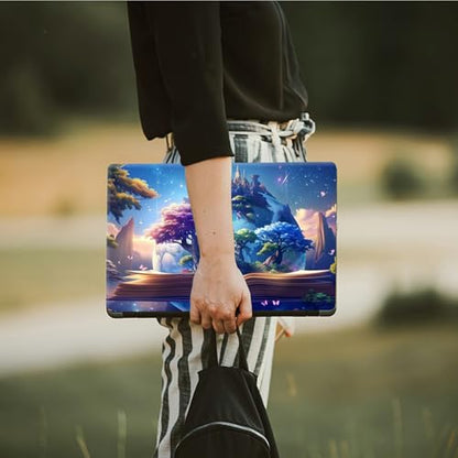 Laptop Skin Sticker Decal, Universal Protective Cover Fit 12 13 14 15.6 Inch Notebook, Reusable Water-Resistant Vinyl Decal w/ 2 Wrist Pads for Business Travel Office, Forest of Books - color: Forest of Books