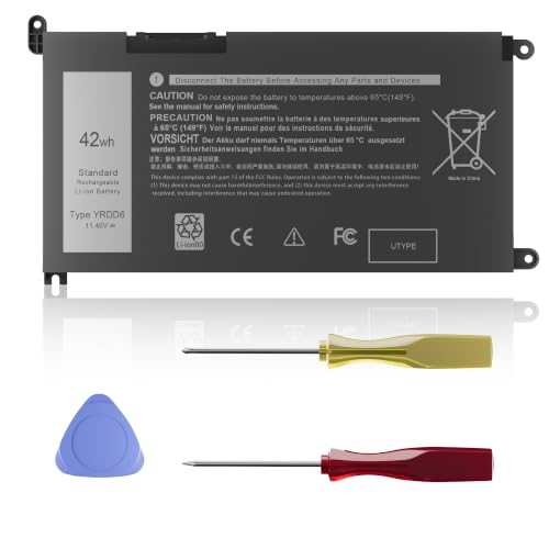 42Wh YRDD6 1VX1H Battery for Dell Inspiron 3493 3501 3582 3583 3584 3593 3793 5480 5481 5482 5485 5491 5493 5585 5590 5591 5593 5594 5598 7586 OYRDD6 VM732 OVM732 1VX1H 01VX1H 11.4V 3-Cell - size: 6.85 x 3.5 x 0.25 inches YRDD6 BATTERY