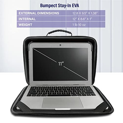 IBENZER EVA Stay-in Protective Case for 11" MacBook Air/Asus/Acer/Samsung/HP/Lenovo Chromebook Laptop, Hardshell Laptop Bag with ShoulderStrap & Handle for K-12 Students, Work, Black, EVA-LS-BK - size: 11 INCH