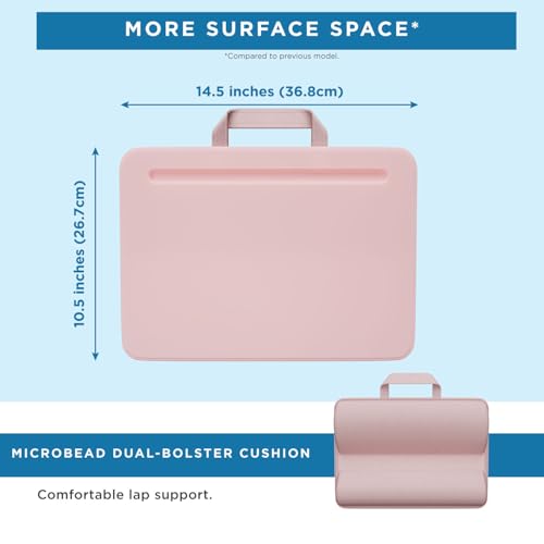 LAPGEAR Compact Lap Desk – Rose Quartz, Fits 14" Laptops | Microbead Cushion, Built-In Pencil Slot, Carry Handle, Fits Standard Letter-Size Paper (8.5" × 11") - color: Rose Quartz, size: 14″ Laptop (Compact)