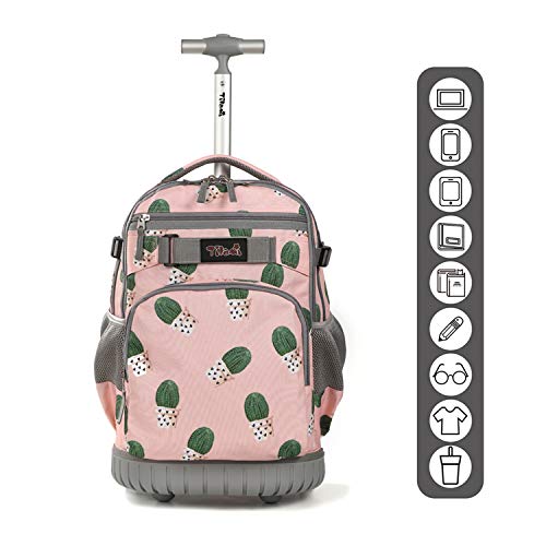 Tilami Rolling Backpack 18 inch Wheeled Backpack School College Student Travel Trip Boys and Girls - color: Cactus