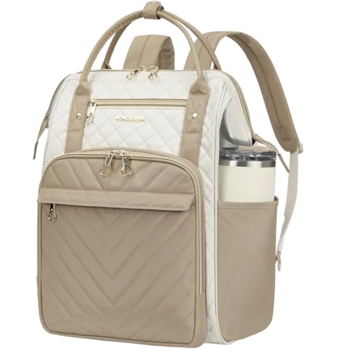 KROSER Laptop Backpack 17" Stylish Backpack Work for Men/Women-Beige/khaki | Water Repellent College Casual Daypack Travel Business - color: Beige/Khaki, size: 17 inch