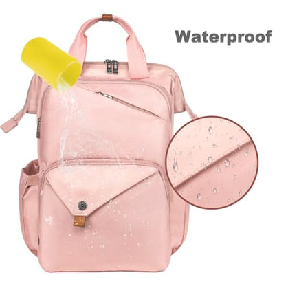 Hap Tim Travel Backpack Carry On Flight Approved, Laptop Backpack Women, Work Backpack Woman, Teacher Backpack, Pink（7651-PK） - color: Pink