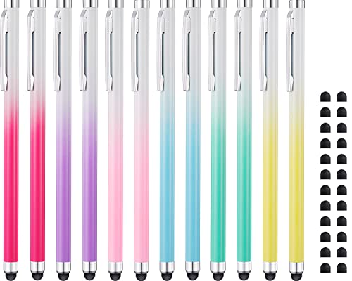 LINFANC Stylus Pen for Touchscreen (12 Pack) Stylus Pen for iPad iPhone | High Sensitivity & Precision for iPad iPhone Tablets Smartphones and All Universal Touch Screen Devices, with Extra 24 Tips - color: Multicolor - 12 Pack