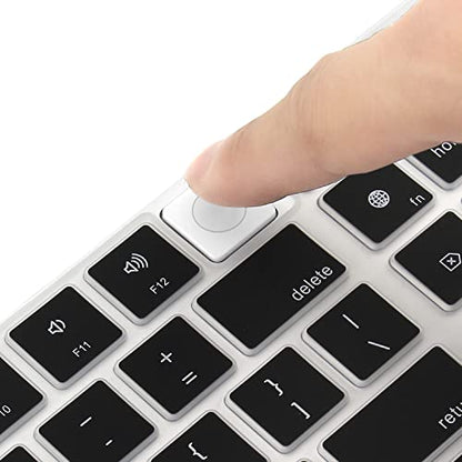 ProElife Ultra Thin Silicone Keyboard Cover Skin for 2023-2021 Magic Keyboard with Touch ID and Numeric Keypad Model-A2520 U.S Enter Protector (3 Keys ON The Left of The Space BAR) (Black) | Black, Non-interference Design for ID Key, Dust-proof, Silicone
