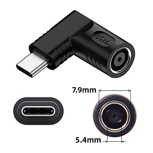 DC Jack 7.9x5.4mm Input to USB-C Type-C Angled 90 Degree Power Plug Charge Adapter for Laptop Phone - style: 7.9x5.4mm