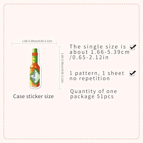 51 Pcs Sauce & Condiment Doodle Stickers - Cute Foodie Kawaii Vinyl Decals for Cooks, Kitchen Ketchup, Mayo Fun Sticker Pack(Sauce) - color: Sauce